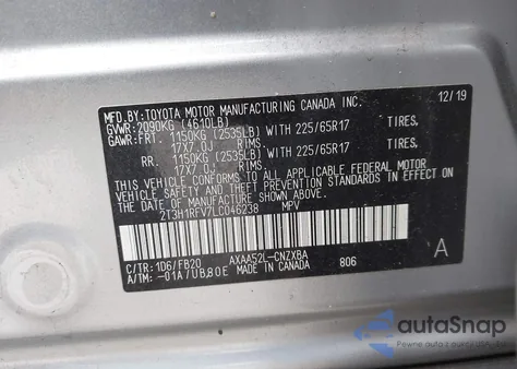 2020 Toyota Rav4 Le from USA, damaged, VIN 2T3H1RFV7LC046238